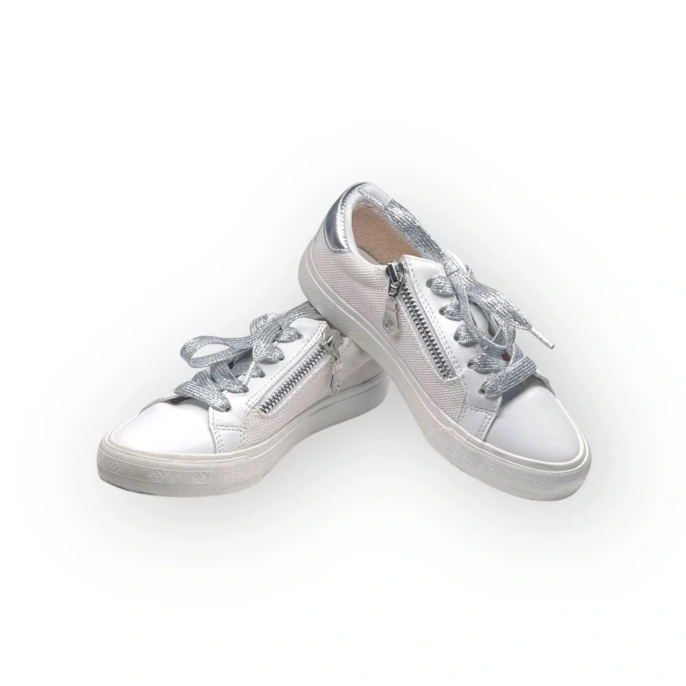 Vintage Havana 𖤐 Gita Star Sneakers 𖤐 Vegan Leather Silver Metallic Glitter 𖤐 12 - Picture 12 of 16